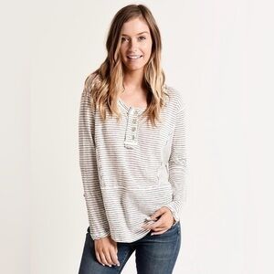 Illa Illa Linen Blend Striped Long Sleeve Top Size Small